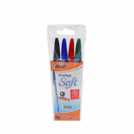 Pochette De 4 Stylos à Bille BIC Soft Medium - Assortie