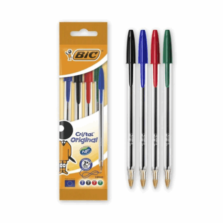 Pack de 4 Stylos Cristal BIC