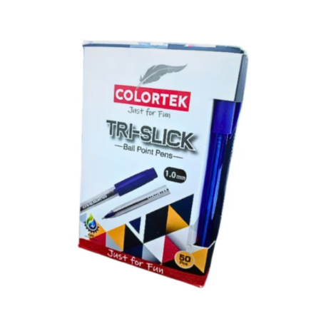 PAQUET DE 50 STYLOS A BILLE TRI-SLICK - COLORTEK