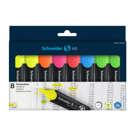 MARQUEUR FLUO SCHNEIDER JOB PACK DE 8 ASSORTIS